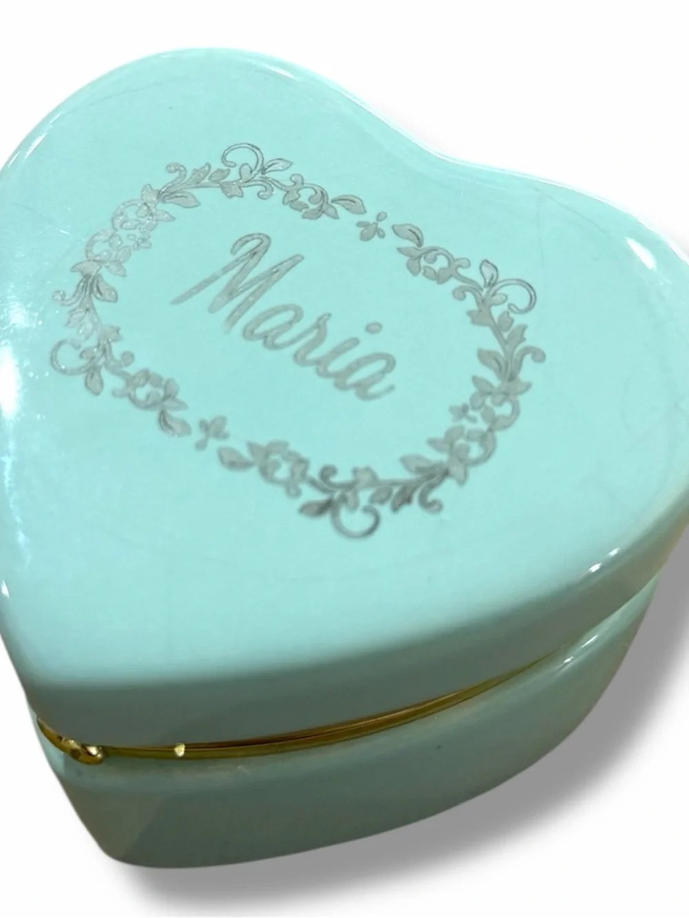 Heart-Shaped Ceramic Jewelry Trinket Boxes - Pastel Blue, Pink, Green, Purple